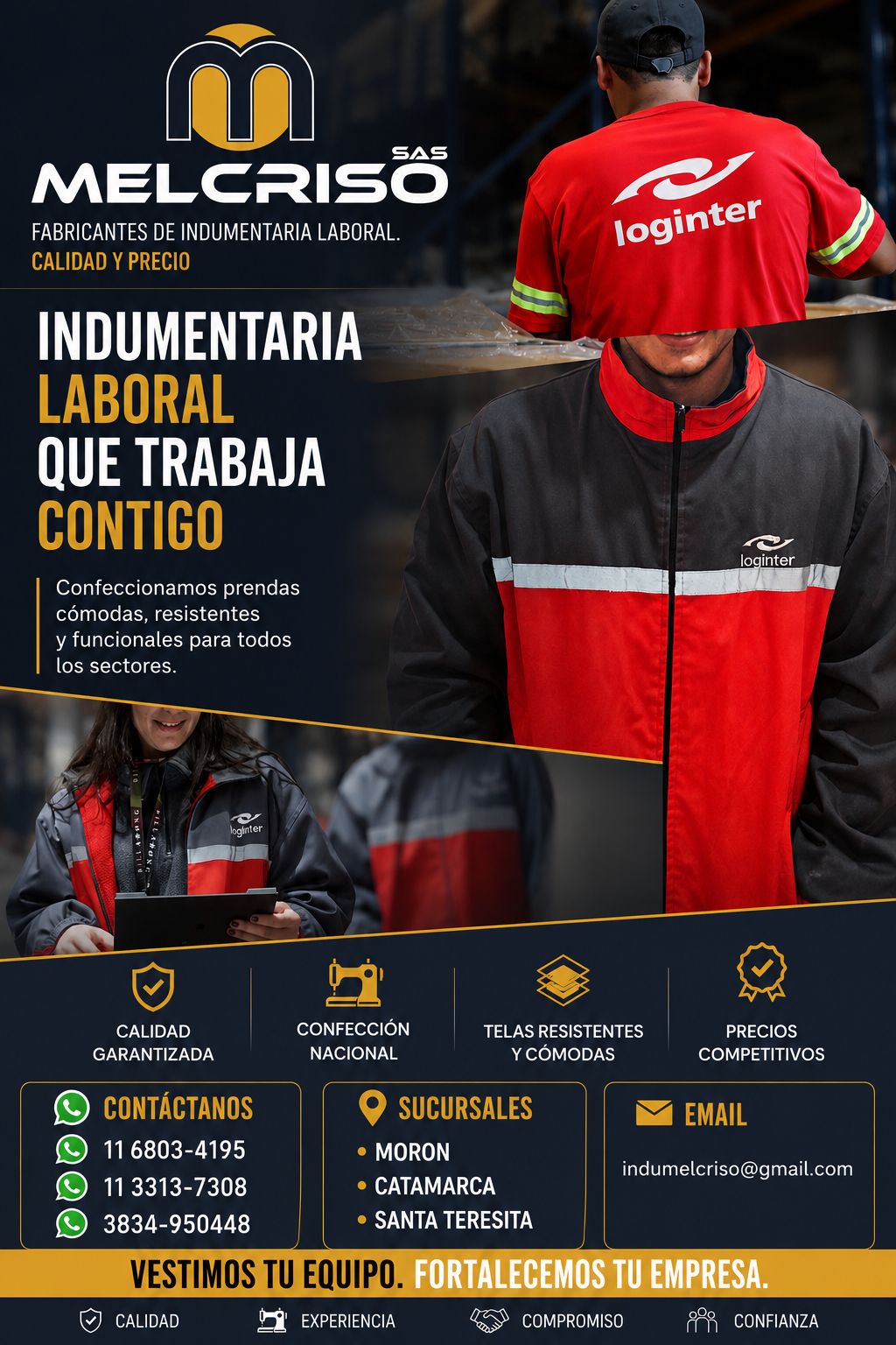 Uniformes laborales Melcriso confeccionados para empresas en Argentina
